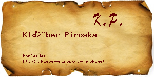 Kléber Piroska névjegykártya